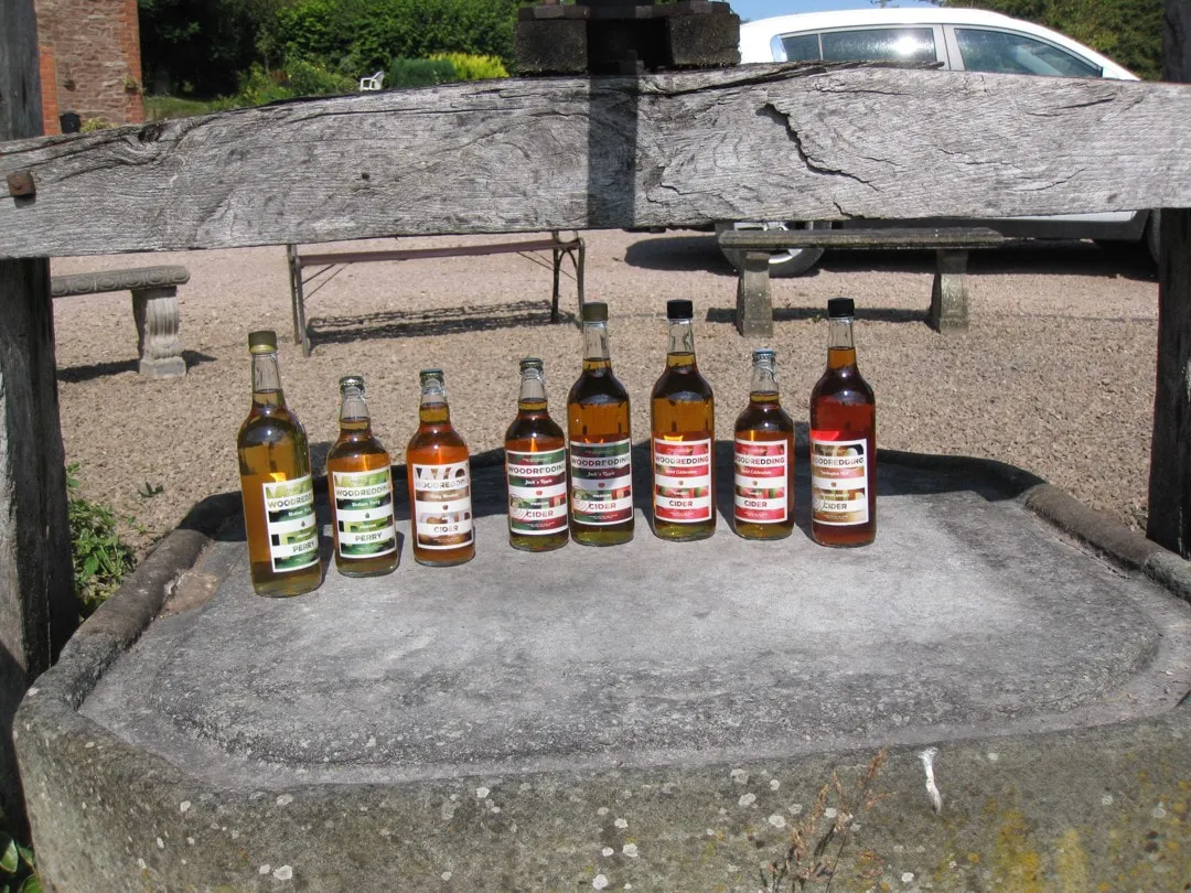 Bottles on the stone pressing base